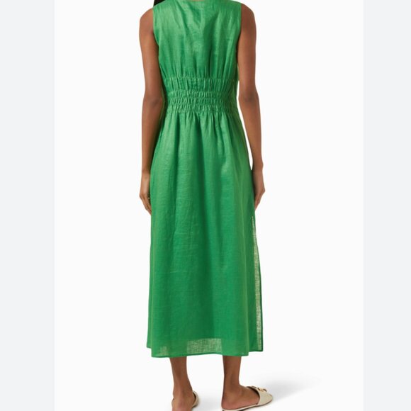 Tory Burch Pleated Midi Dress in Linen - Picture 7 of 12
